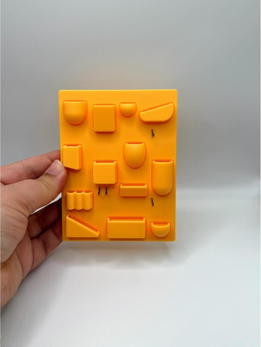 1:6 Scale Miniature MCM Wall Organizer, Yellow, Uten Silo Style, Mid Century Mod